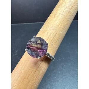 Vintage Sterling Silver Rainbow Fluorite Ring Size 9